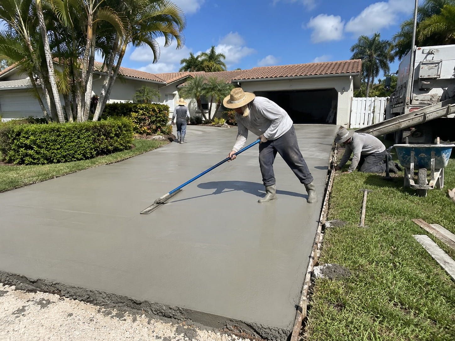 concrete driveway installation in progress in Miami